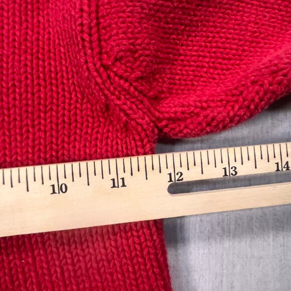 Lands End Baby Red Knit Sweater 18M Number 5 Patch Warm Cozy Classic Boy - Picture 5 of 6